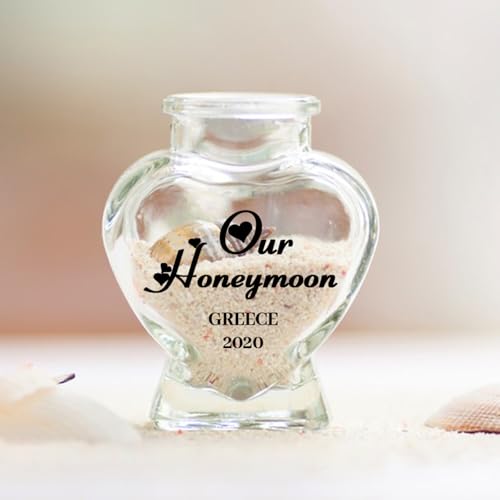 Custom Heart-Shaped Honeymoon Sand Keepsake Jar - Personalized Glass Jars with Engraved Date for Wedding Favors and Décor - Image 5