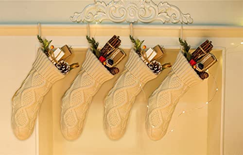 4 Pack Christmas Stockings, 14 Inches Cable Knitted Stocking Gifts & Decoration For Family Holiday Xmas Party Decor, Ivory White #TOP4