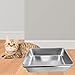 Baoblaze Cat Litter Box Litter Pan Stainless Steel Container Anti Splashing Large Pet Supplies Open Top Sandbox Sand Basin Cat Toilet
