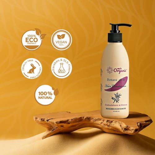 Image of Botani Glow Hair Conditioner- With Seabuckthorn, Hibiscus, Aloe Vera & Wheat Protein | Reduces Hair fall, Adds Volume, Repairs Damaged Hair, Revives Dull Hair with Frizz-Free Smoothness & Healthy Sheen | Paraben-Free |250 ml