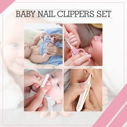 Image of GLUN Baby Care Set, Capsule Shape Pack, 4-in-1 (Anti-Pinch Nail Clipper, Scissor, Nail File, Tweezer) Cute Pink Colour Baby Manicure Set for Newborn, Infant & Toddler