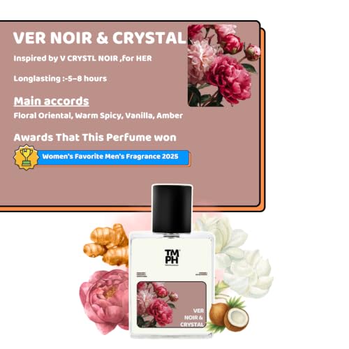 Image of TMPerfumehouseVer noir & Crystal EDP for Women | Floral, Woody & Long Lasting Perfume Spray | Freshspicy, Warmspicy & Whitefloral Fragrance | Luxury Gift for Her | TMPH | 50ml