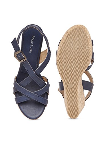 Image of Marc Loire Women's Blue Wedges High Heels Fashion Sandals, UK 3