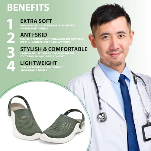 Image of Men EVA Clogs with Adjustable Back Strap | Lightweight Cushioned Footbed | Anti-Slip Sole | Everyday Wear Indoor & Outdoor Sandals for Men