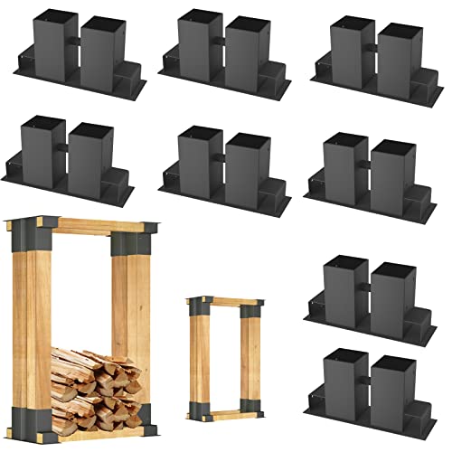 YRHome Holzstapelhilfe Feuerverzinkt stabile Holz Stapelhilfe Stapelhilfe Holzstapelhalter Brennholz Kaminholz Gestell Holz (8 Stück)