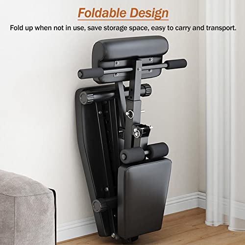 Lzmzmq Foldable Roman Chair, Adjustable Weight Bench For Full Body Workout, Commercial/Home Back Extension Bench, Black Steel Frame, With Non-Slip Handles #TOP4