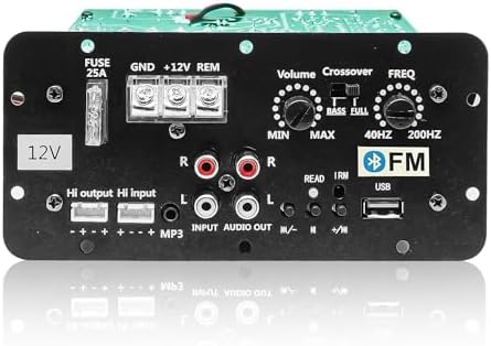 FABTEC 12V Dual Channel 120W Car Multi Channel Amplifier Stereo Power Mono Amp Audio kit with inbuilt USB, Bluetooth & FM Class AB Mosfet Power Supply
