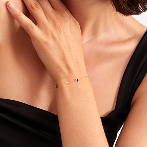 Gelin 14K Solid Gold Ruby Station Bracelet For Women #TOP2