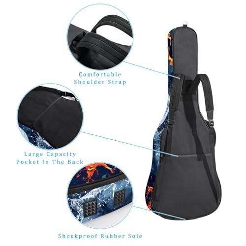 Sac de guitare acoustique 104 cm à motif hockey feu et eau avec bandoulière réglable - 3