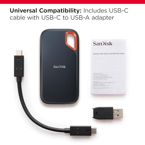 Image of SanDisk 8TB Extreme Portable SSD - Up to 1050MB /s, USB-C, USB 3.2 Gen 2, IP65 Water and Dust Resistance, Updated Firmware - External Solid State Drive - SDSSDE61-8T00-G25
