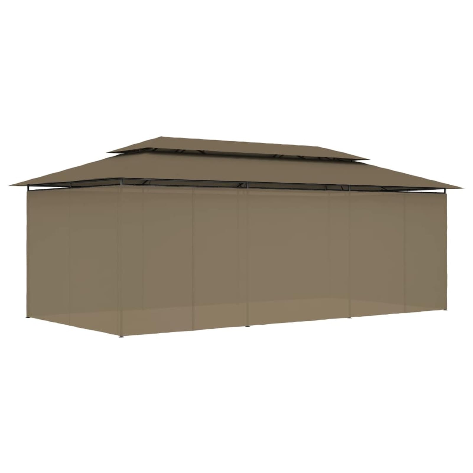 Pawilon z zasłonami, pawilon kempingowy, pawilon ogrodowy, 600 x 298 x 270 cm, kolor taupe, 180 g/m²