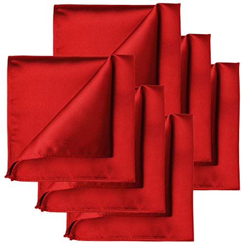 Image of KissTies 6PCS Satin Pocket Square Plain Color Handkerchief Gift Set