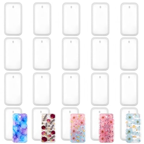 20 PCS Resin Keychain Molds - Rectangle Silicone Jewelry Casting Molds, Epoxy Resin Mold Tag, Silicone Mold Keychain Charms for DIY, Earring, Necklace, Pendant, Keychain Making Supplies