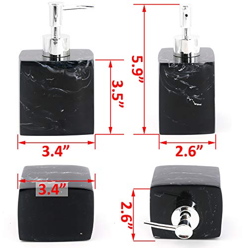 Resin 5pcs Bathroom Accessory Set - Tumbler, Soap Dish, Liquid Soap Dispenser, Toothbrush Holder, Black