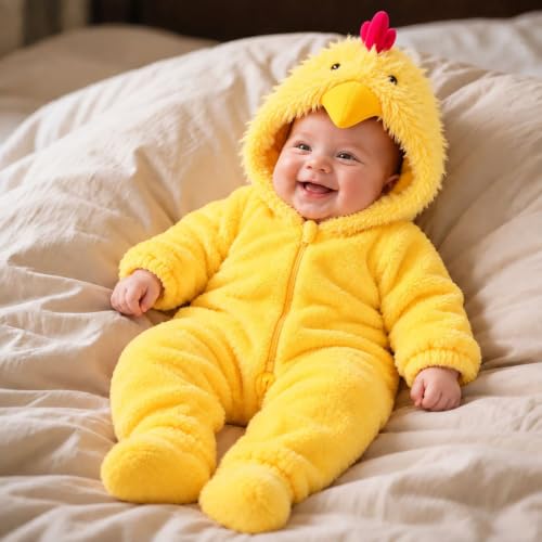 RGDYPKO Unisex Baby Chicken Romper Infant Onesie Flannel Hooded Jumpsuit | Newborn Animal Outfit for Halloween Christmas Thanksgiving, Cute Hooded Onesie, Infant Boys Girls Fleece Romper Dress‑Up - image 7