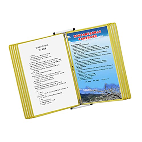 Classeur présentoir mural métallique avec 10 pages pivotantes jaunes