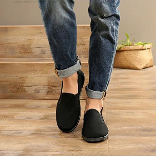 Chinese Kung Fu Slippers Canvas Martial Arts Tai Chi Shoes Rubber Sole Unisex All Black2