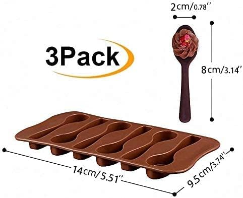 Miniatura 2 de Juego de 3 moldes de silicona para cucharas de chocolate, 6 cavidades comestibles para chocolate caliente y café, moldes para cucharas para