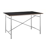 家具350 ダイニングテーブル 長方形 幅120cm 食卓 机 PC デスク ドレッサー 兼用 リビング シルバー脚 おしゃれク ブラック 155010