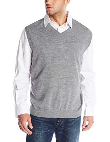 Cutter & Buck mens Big and Tall Douglas V-neck sweater vests, Medium Grey Heather, XX-Large US