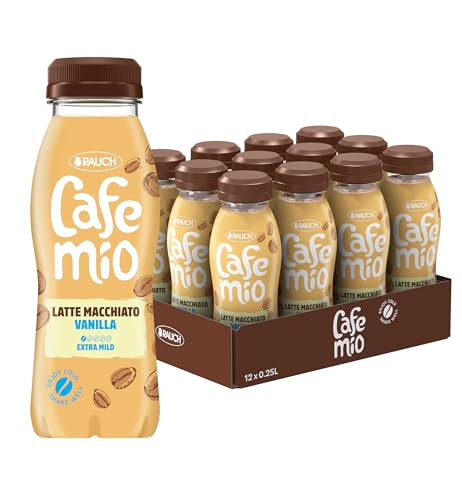 Cafemio Latte Macchiato Vanilla | Eiskaffee-Genuss To-Go | Einzigartiger Kaffeegeschmack mit bester Alpenmilch aus Österreich | nicht kühlpflichtig | ohne Konservierungsstoffe | 0,25 L PET-Flasche