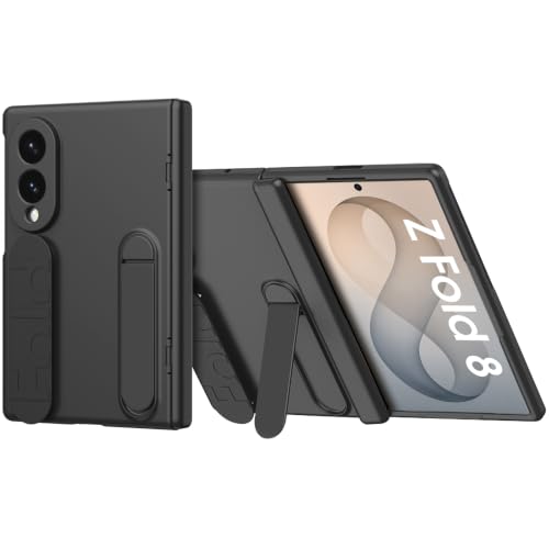 Samsung Galaxy Z Fold 8�Ή��P�[�X�A���X�g�X�g���b�v�ƃL�b�N�X�^���h�t���Ռ��z���܂肽���ݎ��d�b�P�[�X�A�u���b�N:Samsung Z Fold 8