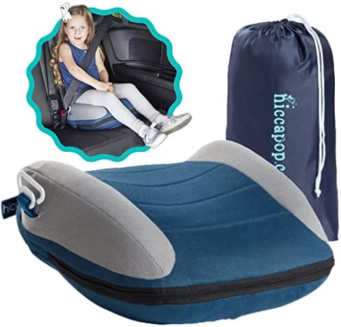 Hiccapop UberBoost Inflatable Booster Car Seat | Travel Booster Car Seat | Portable Booster Seat for Toddlers, Kids, Child (Navy/Gray)