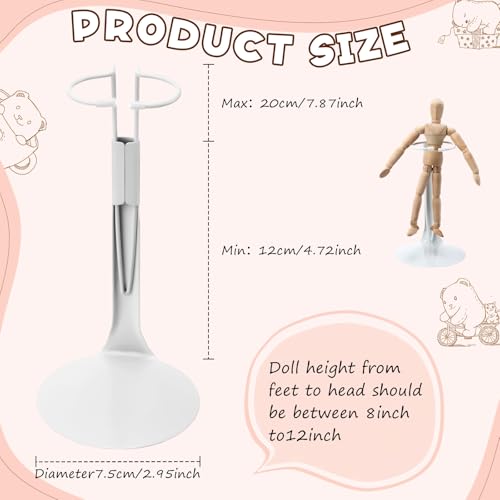 Image of Yaocom 12 Pcs Action Figure Stand Action Figure Display Holder with Expandable Waist Wire for 8 inch to 12 inch Model Bear Display Rack(White)