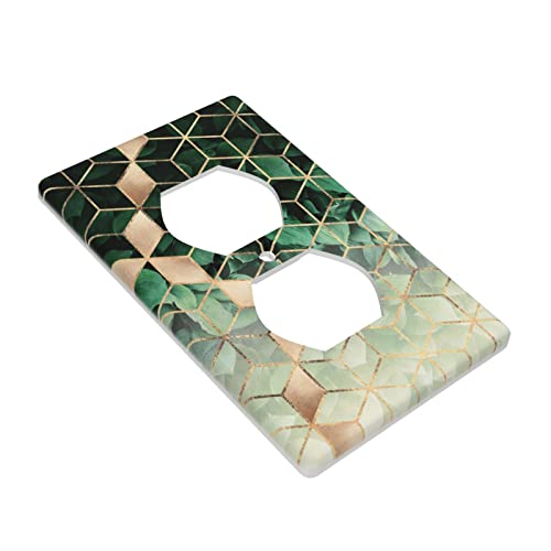 Xrelzrs Marble Green Leaves Outlet Covers Decorative Single Duplex Wall Plate For Electrical Outlets 1 Gang Wallplate Bathroom Electrical Faceplate 4.50 X 2.76 Inch #TOP2