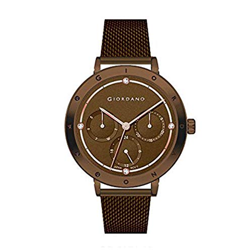 Image of Giordano Analog Brown Dial Women's Watch with IP Brown Band