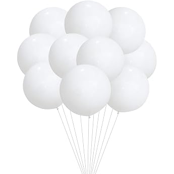 Pack of 10 Round Latex Balloons 24 Inch Reusable Giant Opaque Biodegradable for Wedding Birthday Party Festival Event Decoration White
