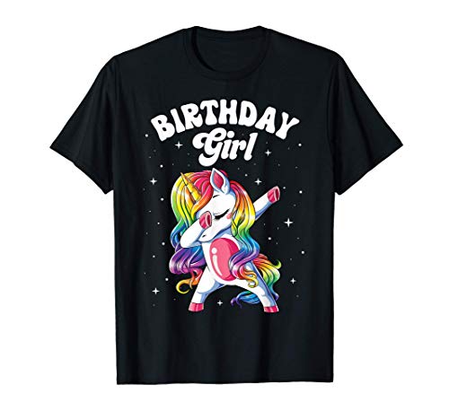 Unicorn Dabbing Birthday Girl Kids Rainbow Dab Dance Squad Camiseta