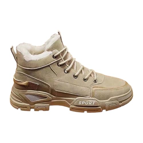 Scarpe invernali da uomo foderate, racchette da neve da uomo, calde, leggere, per il tempo libero, traspiranti, per l'allenamento all'aperto, classiche e comode, cachi, 42 EU