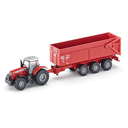 siku 1844, Massey Ferguson Traktor mit Anhänger, 1:87, Metall/Kunststoff, Rot, Kippbarer Anhänger – Bild 3