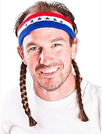 Mullet On The Go(One Size, Red and White and Blue) - The Willie Mullet Headband