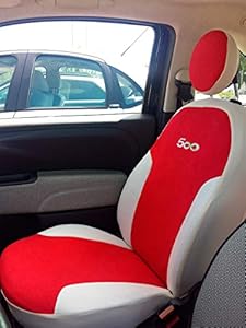 Autoshop Fiat 500 Sitzbezüge Rot-Weiß