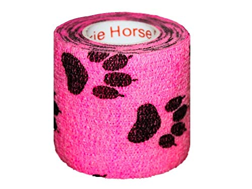 Prairie Horse Supply 2 Inch Vet Wrap Tape Bulk (Green, Pink, Red and Black Paw Prints on Green, Pink, Red) (Pack of 6) Self Adhesive Adherent Adhering Flex Bandage Grip Roll for Dog Cat Pet - Thumbnail 4