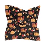 PMAIHNAS Women's Fashion Silk Scarf Turkey Pumpkin Maple Leaf Black Square Satin Headscarf Neck Scarf Head Hair Wraps