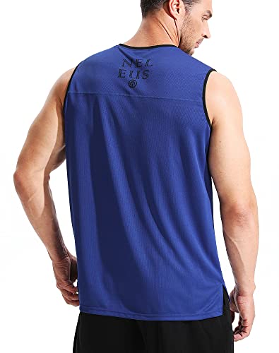 Image of NELEUS Men's 3 Pack Running Tank Tops V Neck Sleeveless Athletic Shirts,5122,Black /Grey /Blue,2XL