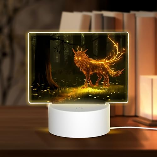 Phayah Lámpara de luz LED 3D con diseño de zorro de nueve colas, cable USB, ajustable, base de 3 modos, soporte de exhibición para sala de Navidad, restaurante, bar, tienda