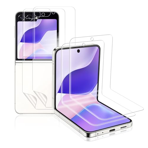 Carantee für Panzerglas für Samsung Galaxy Z Flip 5 Schutzfolie 2+2 Stück Blasenfrei Weich TPU HD Klar Displayschutz Anti-Staub Kratzfest Selbstheilend für Innen+Außendisplay für Alltag