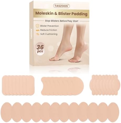 Moleskin Adhesive Pads for Blisters & Feet - 36pcs Blister Bandag...