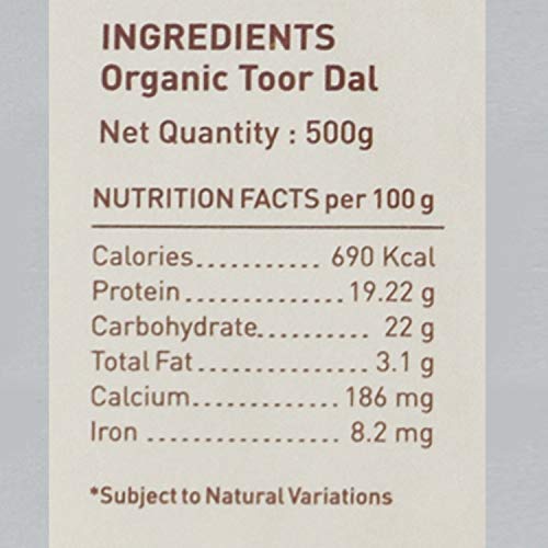 Image of Pure & Sure Organic Toor Dal - 500 gm | 100% Natural & Premium Arhar, Tur, Tuar Dal | Rich in Proteins & Fibers | Unpolished & Unadulterated (Pack of 3)