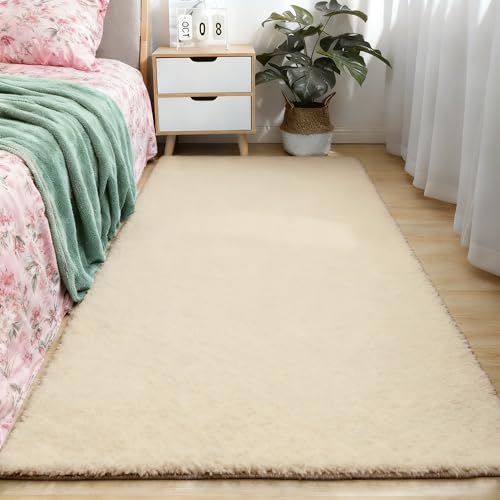Tapis lavable crème pour salon moderne éliminant le sol froid