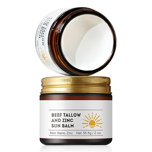 Beef Tallow Sunscreen Balm - Natural Non Nano Zinc Sun Balm for Body & Face - Korean Sunscreen - Non Greasy & Gentle Suncream for Outdoor & Beach - Sun Cream Protection - Sunblock for All Skin Types