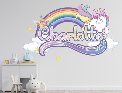 Vinilo decorativo unicornio personalizado para habitación infantil miniatura 3