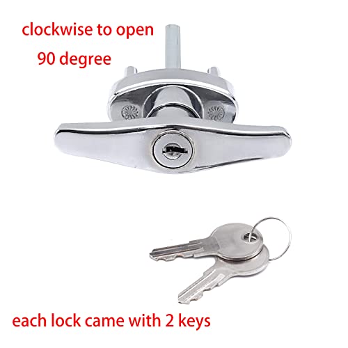 Wedelweib Garage Doors T Handle Lock With 2 Keys And 2 Set Mounting Bolts Replacement For Garage Door Locking T Handle Fits 1-3/8" Through 2" Thick Doors(Random Keyed) #TOP2