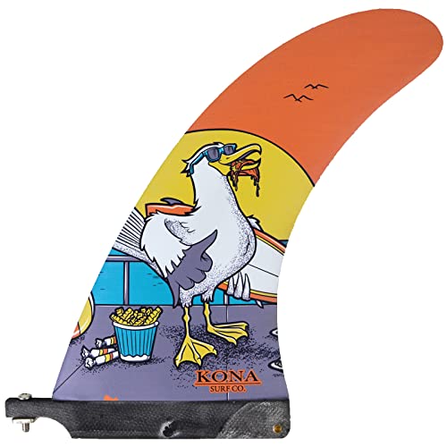 KONA SURF CO. Classic Single Single Center Fin for Longboard, Surfboard and Paddleboard (Seagull, 10in)