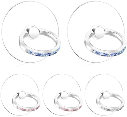 5 Pcs Phone Ring Holder Grip Diamond Cell Phone Ring Holder Stand Transparent Phone Rings Holder Grip 360°Rotation Finger Ring Stand Compatible with Most of Phones