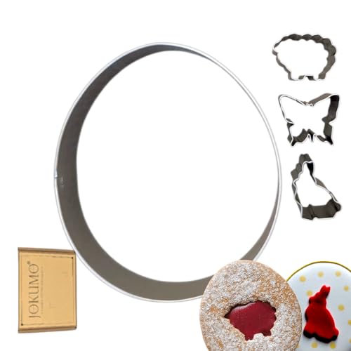 JOKUMO Easter Linzer Cookie Cutter Set 4 PC – Sheep, Butterfly and Rabbit - 18/0 Stainless Steel  